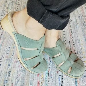 SALE!! Mint green leather Uggs clogs